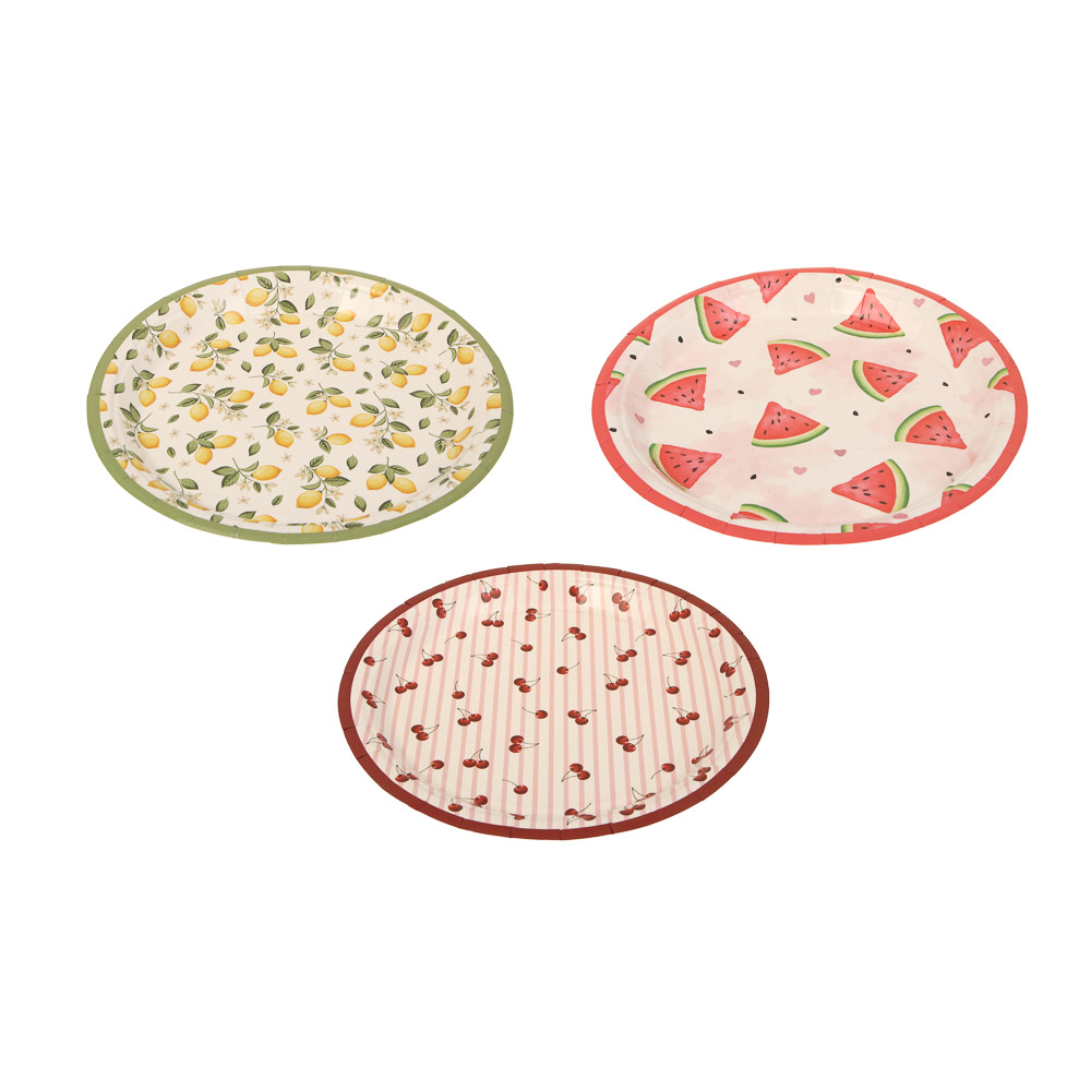 Набор тарелок бумажных "Фрукты" тм Fntastic, 18 см, 6 шт, 3 вида, арт.№ 530-492
