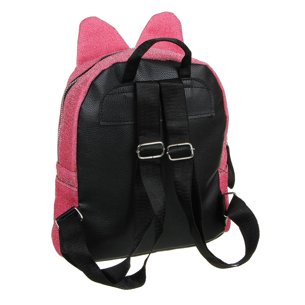Мини-рюкзак 30x28x12см, 1 отд., 3карм., аппликация, ПЭ с блестками, отд.иск.кожей, брелок, красный, арт.№ 254-541