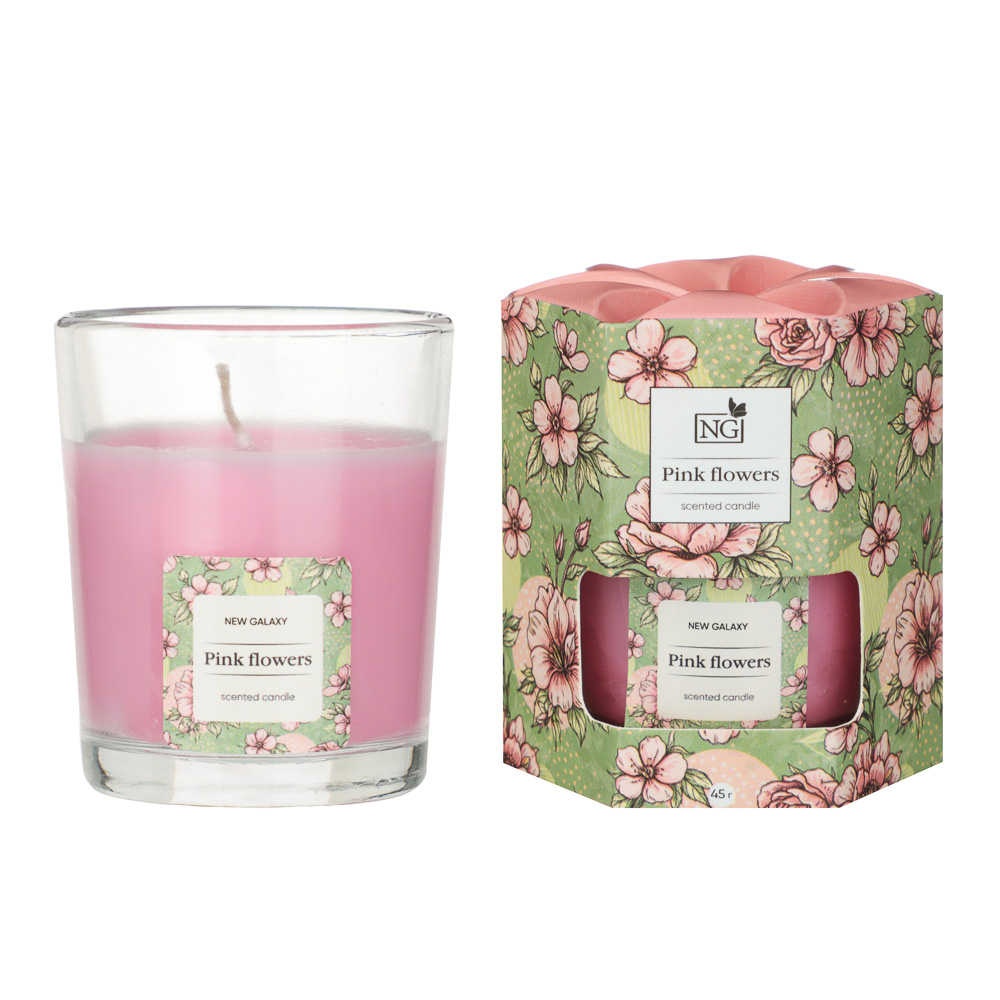 Свеча ароматизированная тм NEW GALAXY 45г., pure cotton , vanilla coconut,mixed berries,Pink flowers, арт.№ 778-332