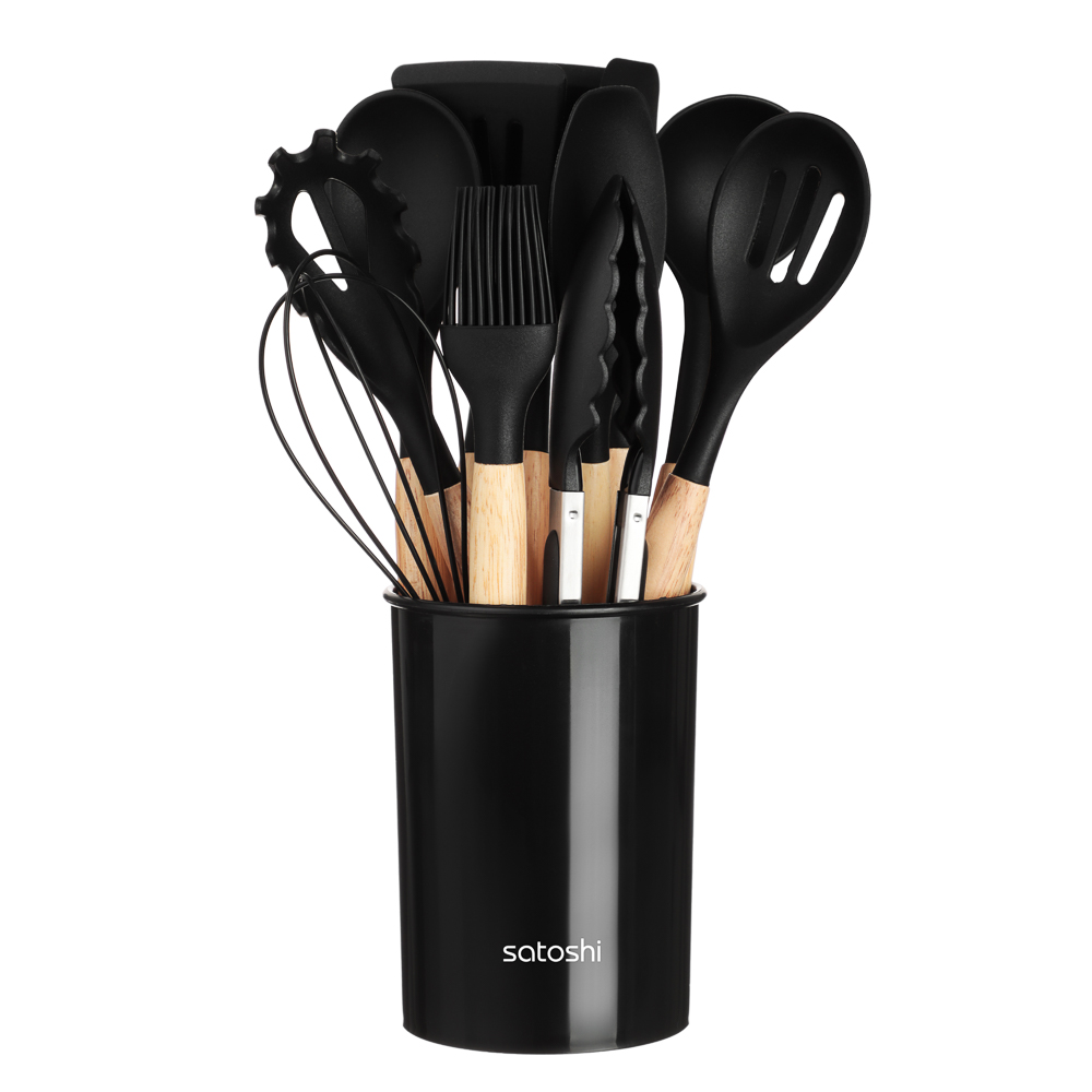 SATOSHI Аллон Набор кухонных принадлежностей 12пр., черный, силикон, арт.№ 881-339