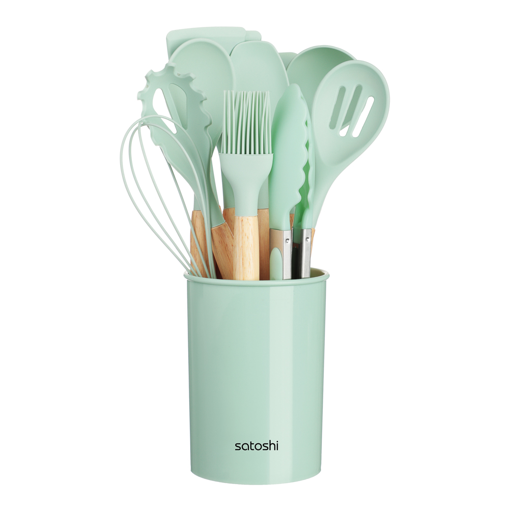 SATOSHI Аллон Набор кухонных принадлежностей 12пр., зеленый, силикон, арт.№ 881-341