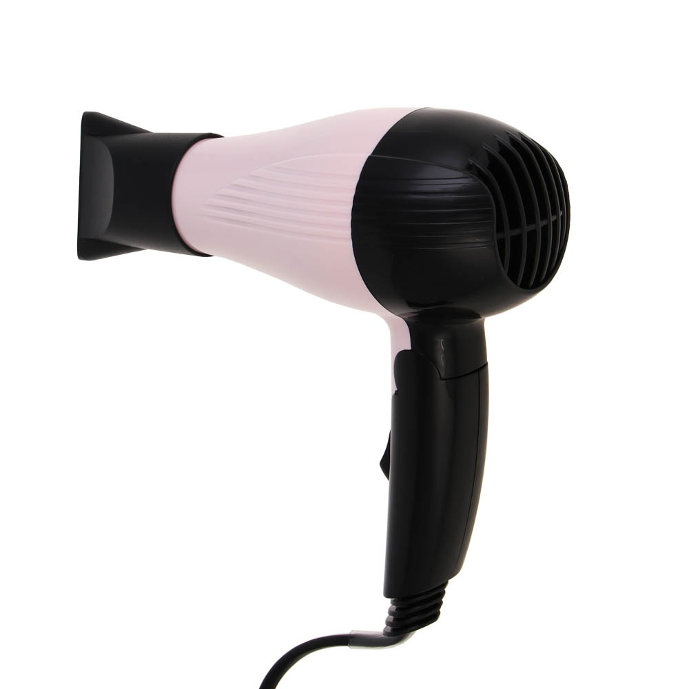 LEBEN Фен для волос, складной, 1000 Вт, 2 скорости, розовый, концентратор, арт.№ 259-227