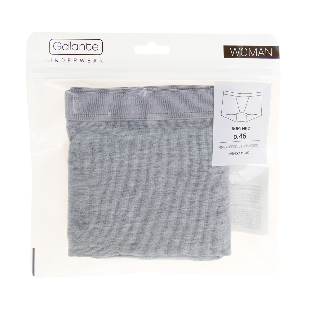 GALANTE Трусы-шортики женские, р.46, 95% хлопок, 5% спандекс, серый, НБ25-17, арт.№ 331-377