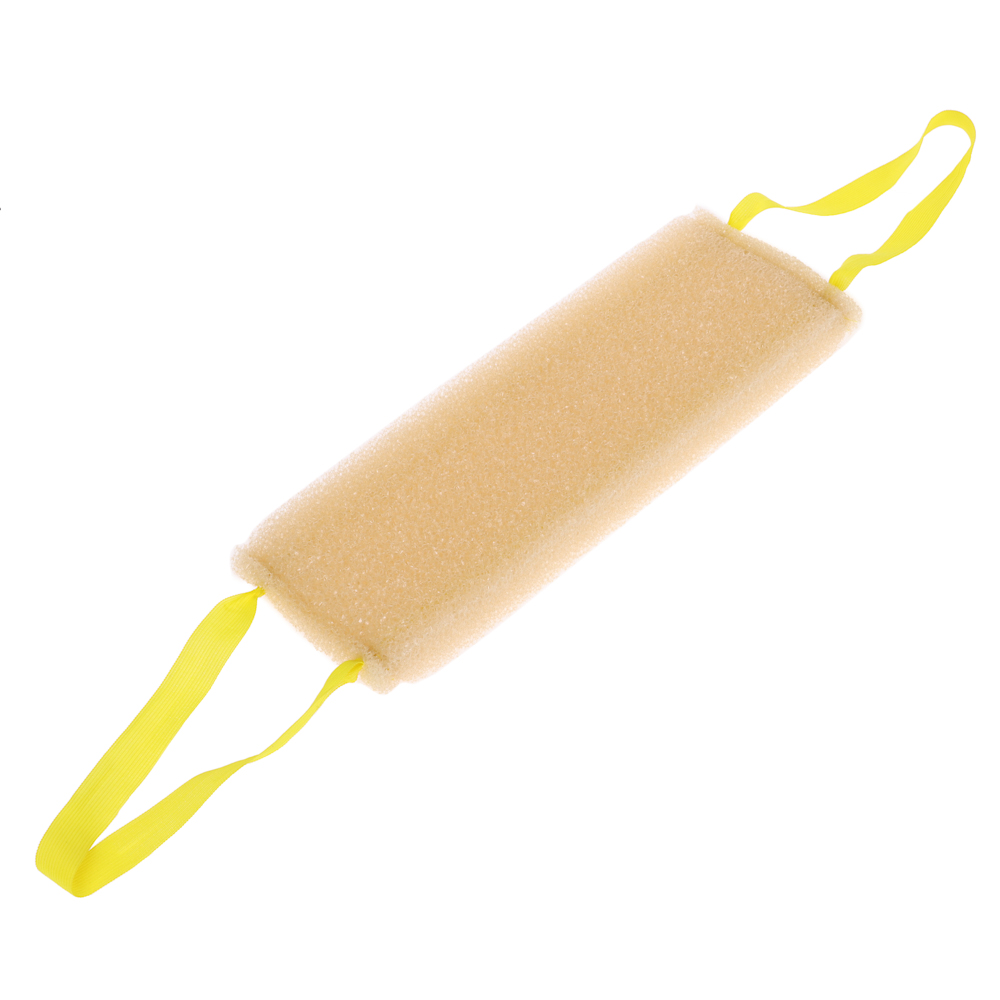 Мочалка Шахтерская, с прошитыми ручками 37x12x3см, поролон крупнопористый (массажный), цвет бежевый, арт.№ 361-155