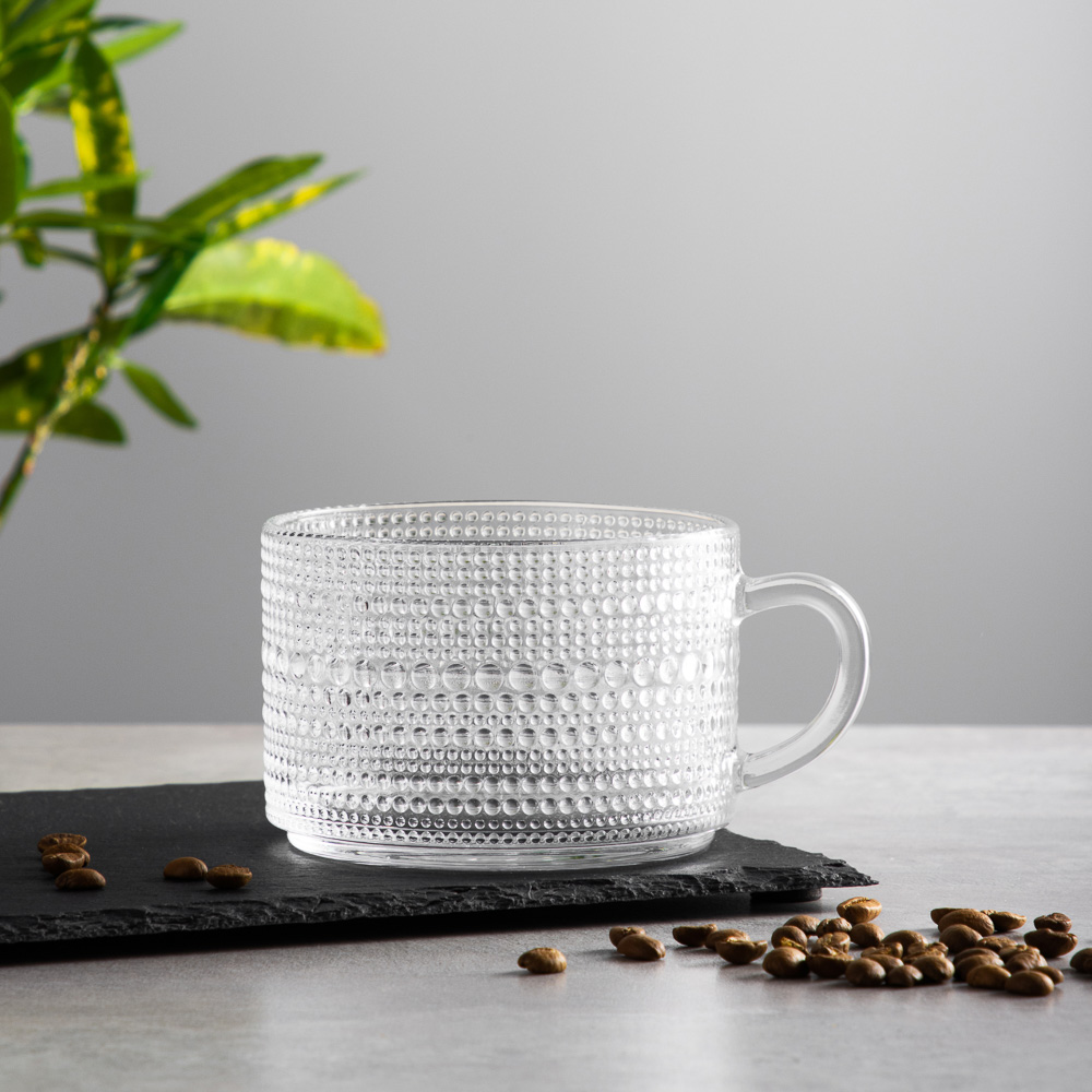 MILLIMI Кружка с рельефным узором, 380мл, стекло, арт.№ 806-176