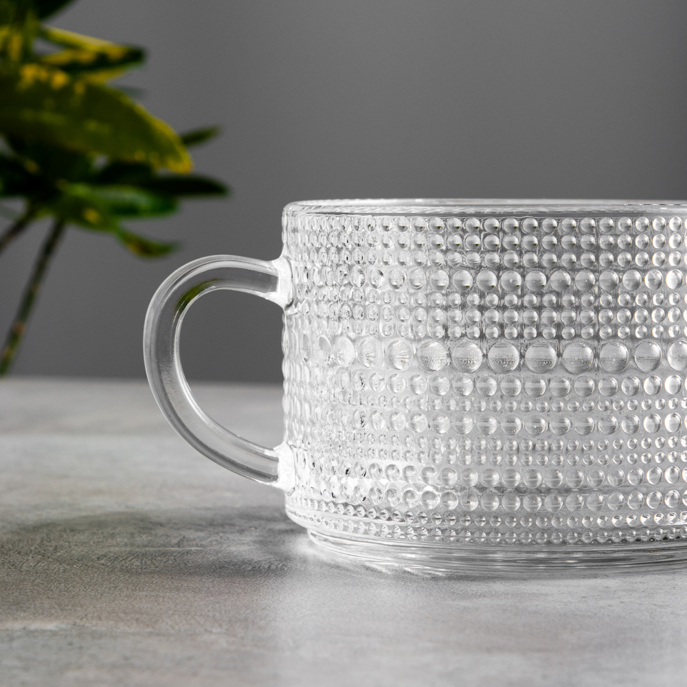MILLIMI Кружка с рельефным узором, 380мл, стекло, арт.№ 806-176