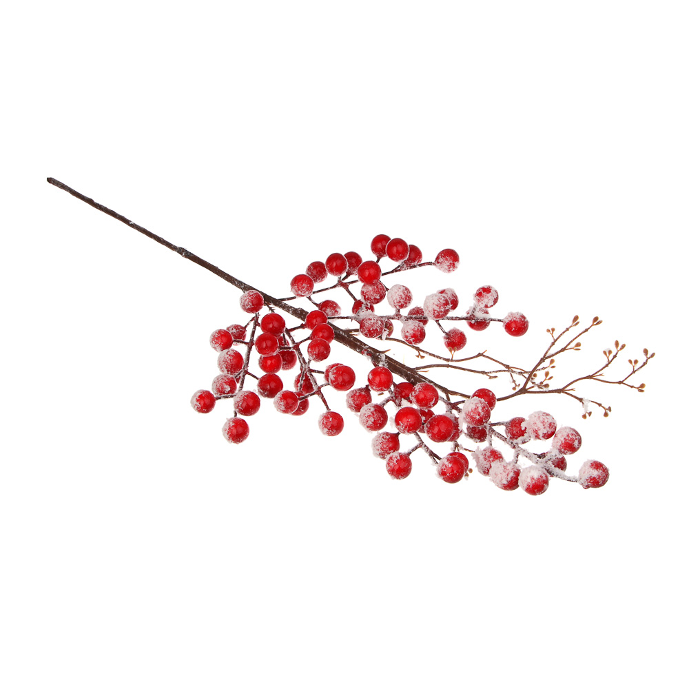 СНОУ БУМ Ветка с заснеженными ягодами 52 см, металл, пластик, арт.№ 353-500