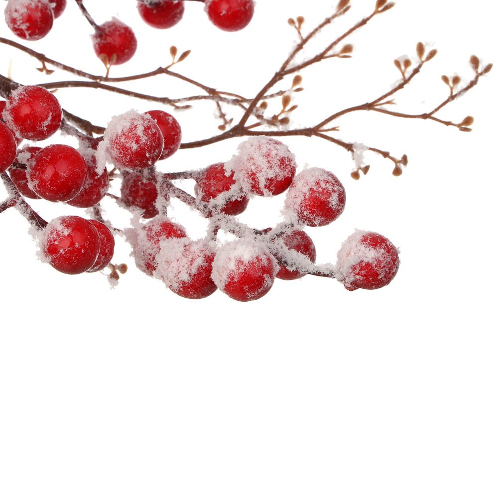 СНОУ БУМ Ветка с заснеженными ягодами 52 см, металл, пластик, арт.№ 353-500