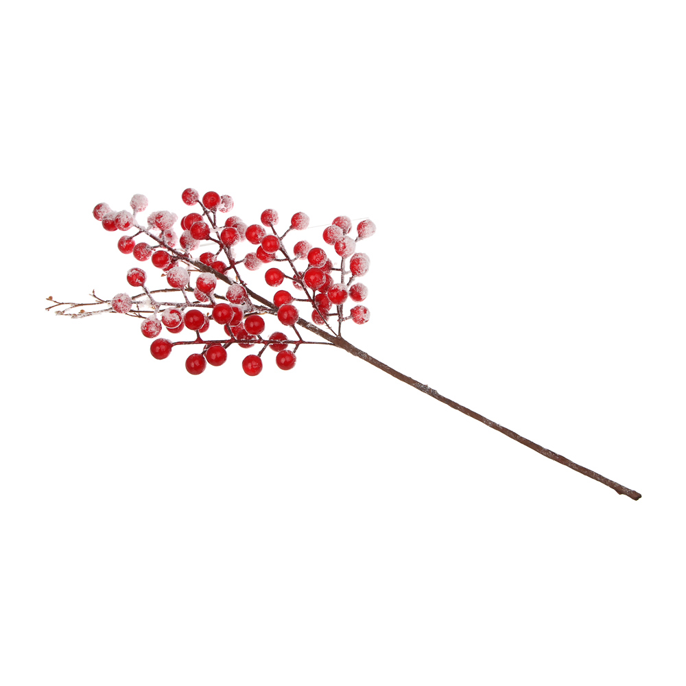 СНОУ БУМ Ветка с заснеженными ягодами 52 см, металл, пластик, арт.№ 353-500