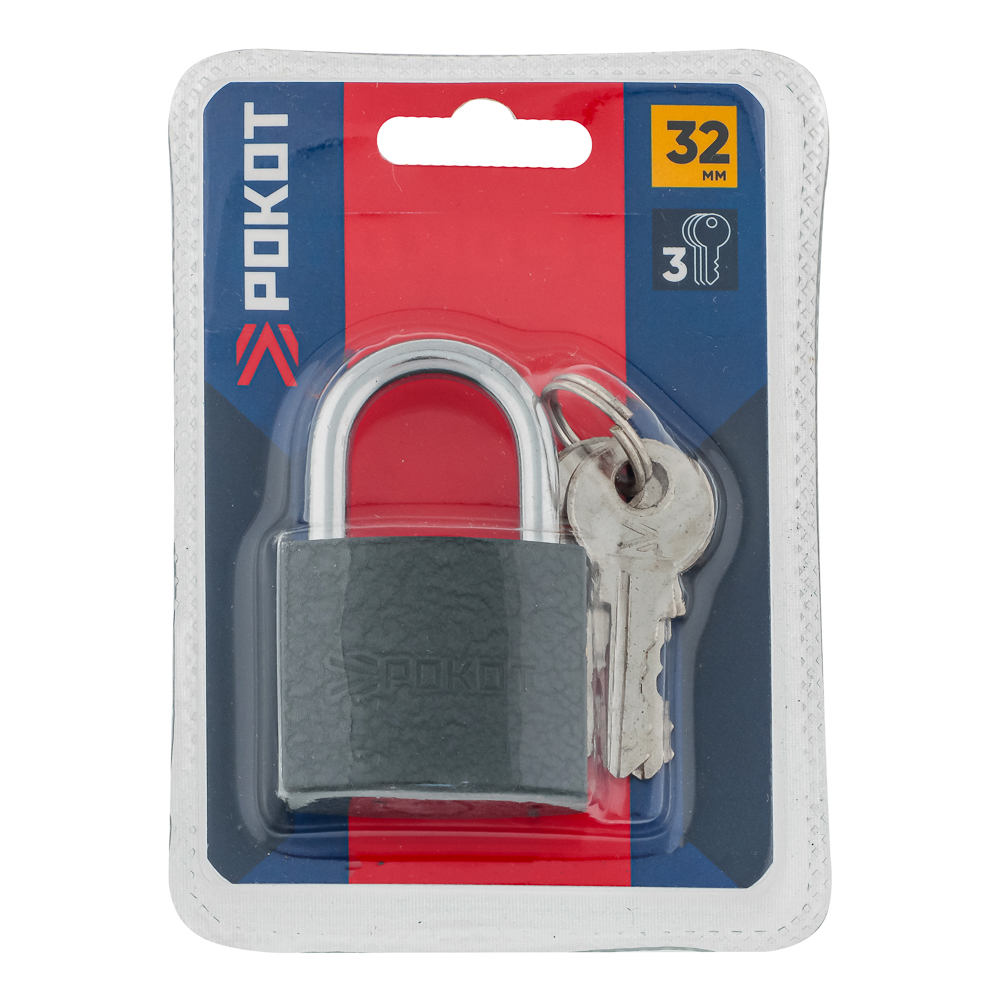 РОКОТ Замок навесной "Серый металл", 32мм, арт.№ 673-012