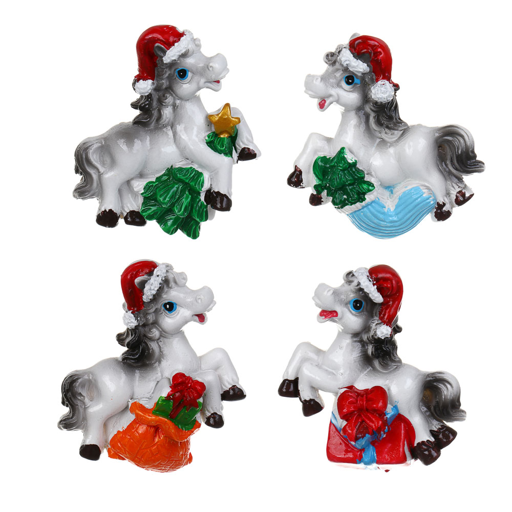 СНОУ БУМ Магнит лошадь 6.5x7 см, полистоун, 4 дизайна, арт.№ 705-037