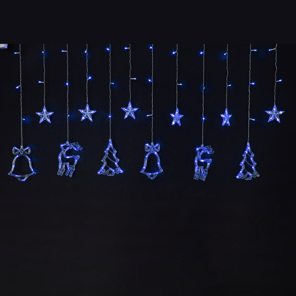 Гирлянда тм СНОУ БУМ Бахрома Фигурная, 3х0,4х0,6 м, 120LED, синий, 8 режимов, ПВХ прозрачный, 220В, арт.№ 381-353