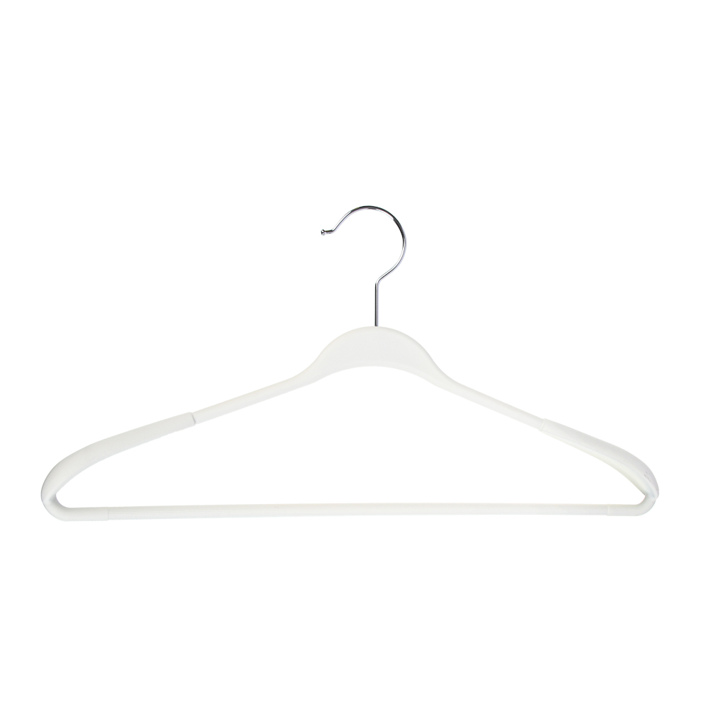 Вешалка для одежды тм VETTA, 43х21,5х3 см, пластик с покрытием софт тач, широкие плечи, цвет белый, арт.№ 456-141