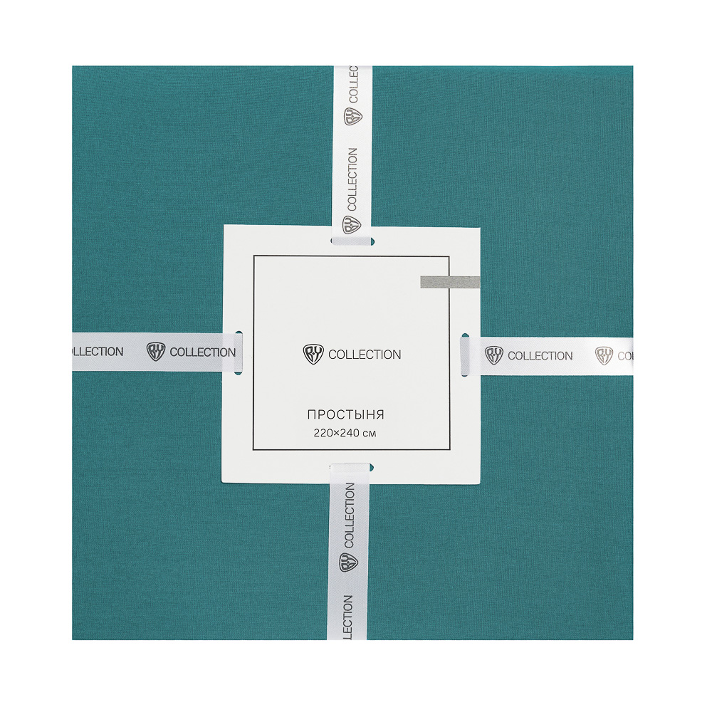BY COLLECTION Простыня 220х240см, 100% хлопок, бирюзовый, арт.№ 432-197