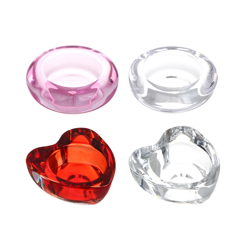 Подсвечник тм LADECOR стеклянный, 6,7x6,7x3см, для чайных свечей, 4 вида, арт.№ 477-255