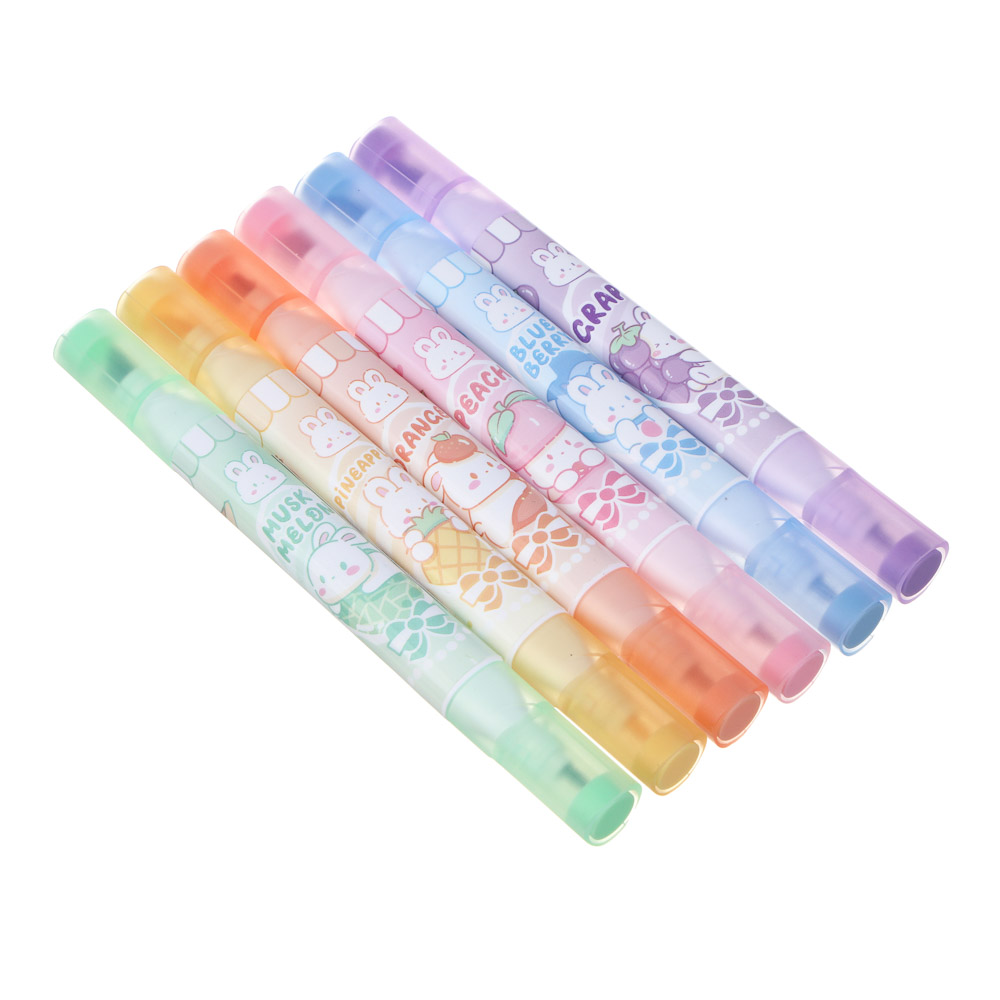 Маркер-выделитель 3-гранный 2-сторонний ароматизированный "Фрукты", 6 цветов, 6 ароматов, арт.№ 613-118