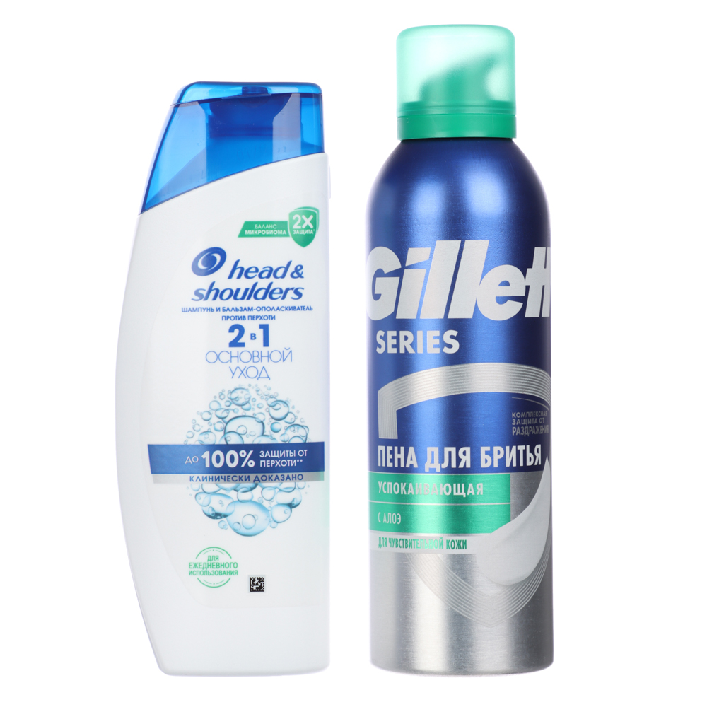 Подарочный набор мужской HEAD&SHOULDERS:Шампунь 2в1,200мл+Пена для бритья Gillette,200мл, арт.№ 954-047