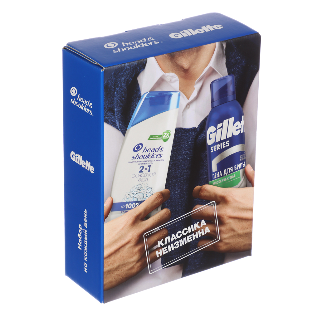 Подарочный набор мужской HEAD&SHOULDERS:Шампунь 2в1,200мл+Пена для бритья Gillette,200мл, арт.№ 954-047