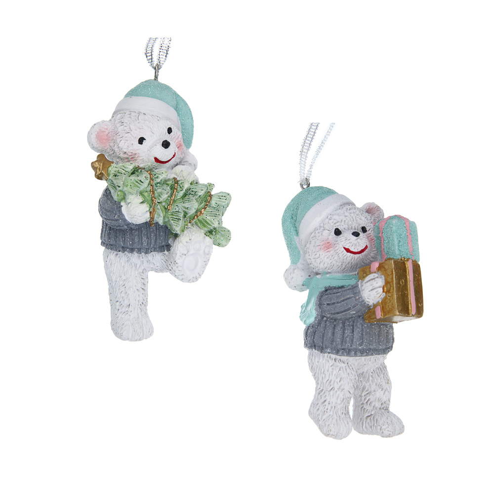 СНОУ БУМ Декоративная подвеска "Мишка", 10 см, полистоун, 2 дизайна, арт.№ 397-475
