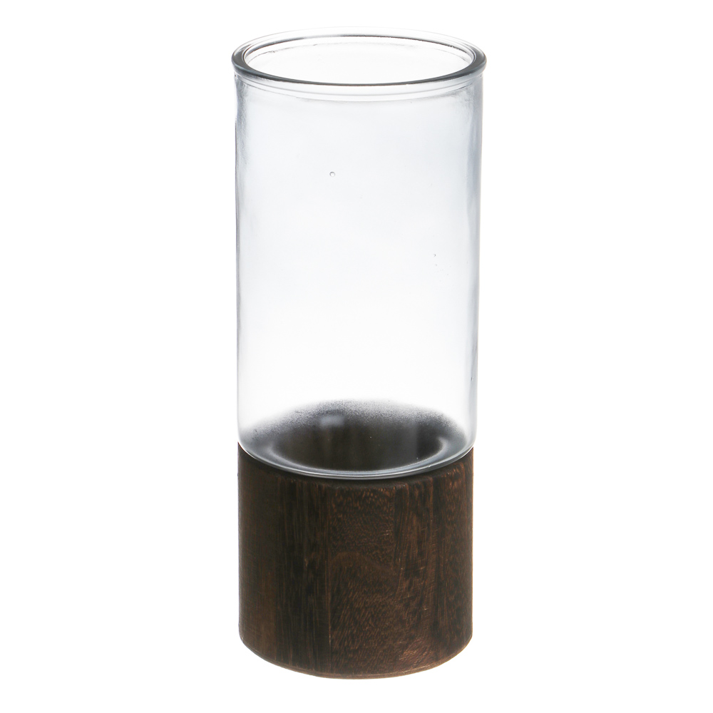 Ваза, 10x25 см, стекло, дерево, арт.№ 502-201