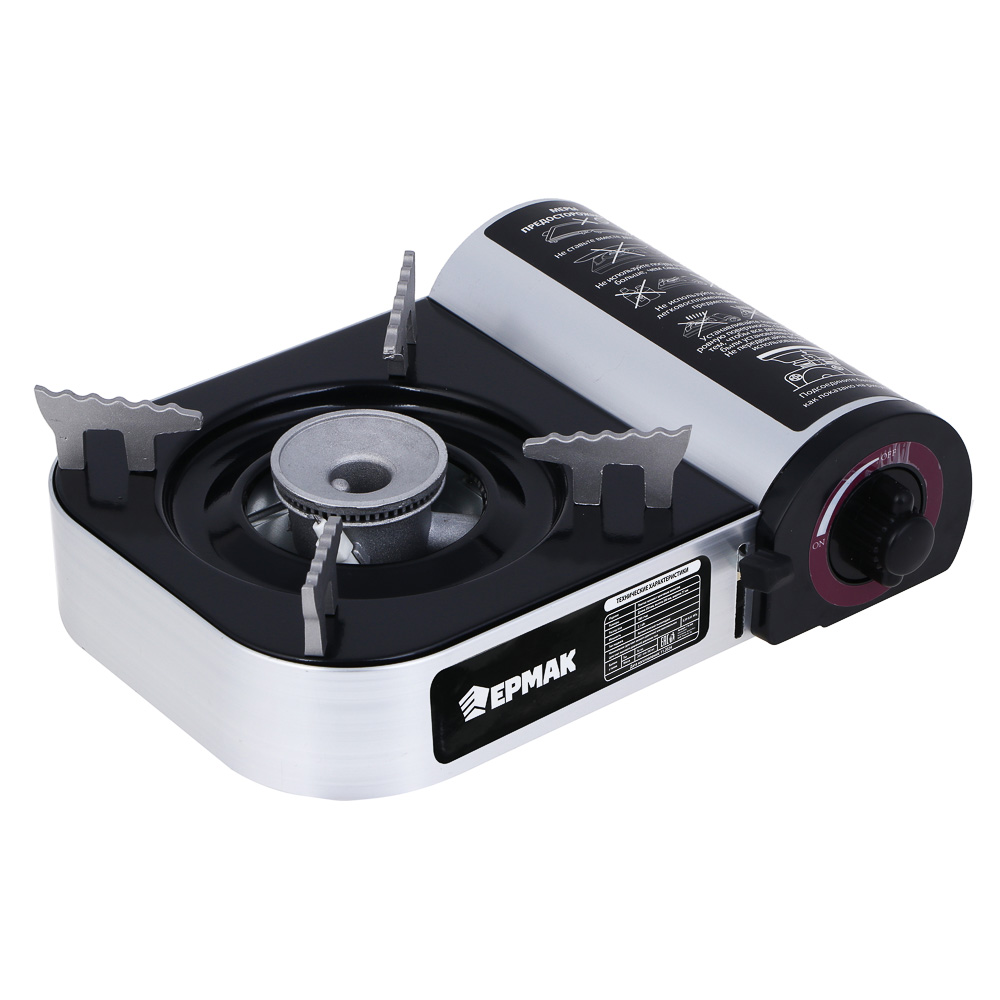 Плитка газ. с цанг. захватом тм ЕРМАК, переходник, кейс, алюминий, 25х20х7,7см, арт.№ 116-060