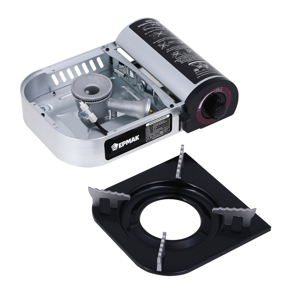 Плитка газ. с цанг. захватом тм ЕРМАК, переходник, кейс, алюминий, 25х20х7,7см, арт.№ 116-060