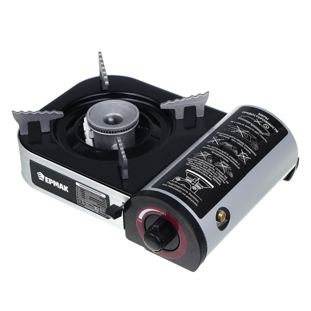 Плитка газ. с цанг. захватом тм ЕРМАК, переходник, кейс, алюминий, 25х20х7,7см, арт.№ 116-060