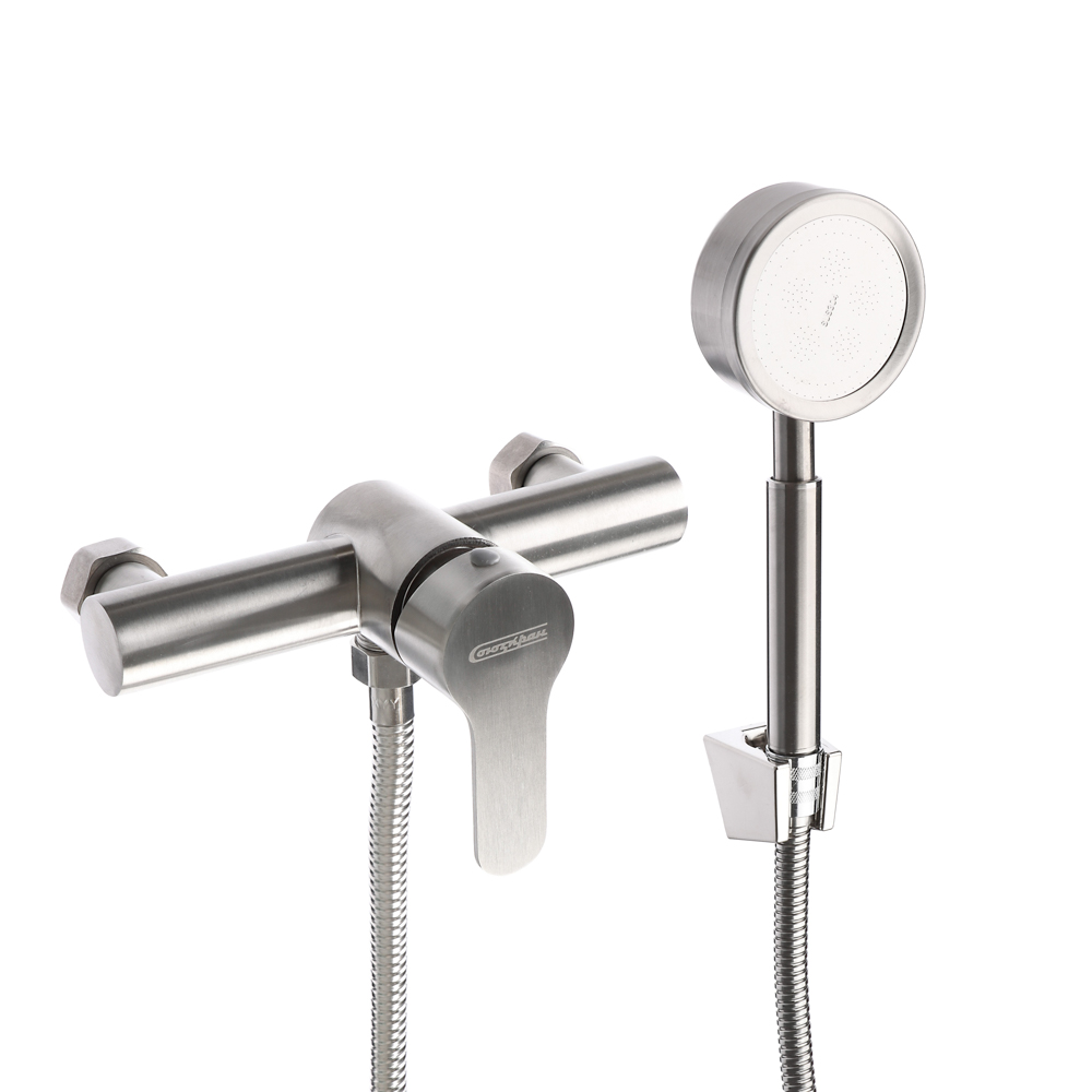 СоюзКран Смеситель для душа с душ. набором, керам. картридж 35мм, нерж. сталь, SS04-N118, арт.№ 567-096