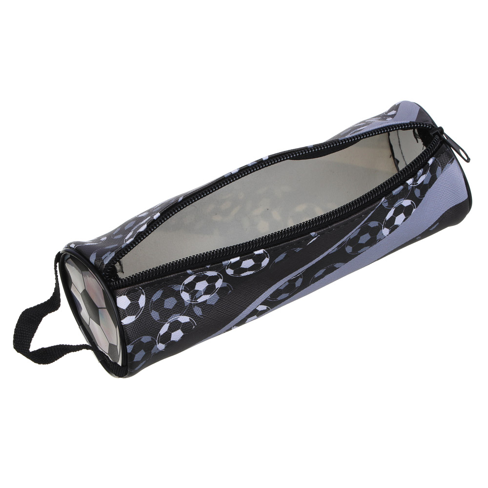 Серебряный Мяч Пенал мягкий круглый, 21,5х8х8см, ручка, ПВХ, иск.кожа металлик, с антисмин.вкладышем, арт.№ 238-012