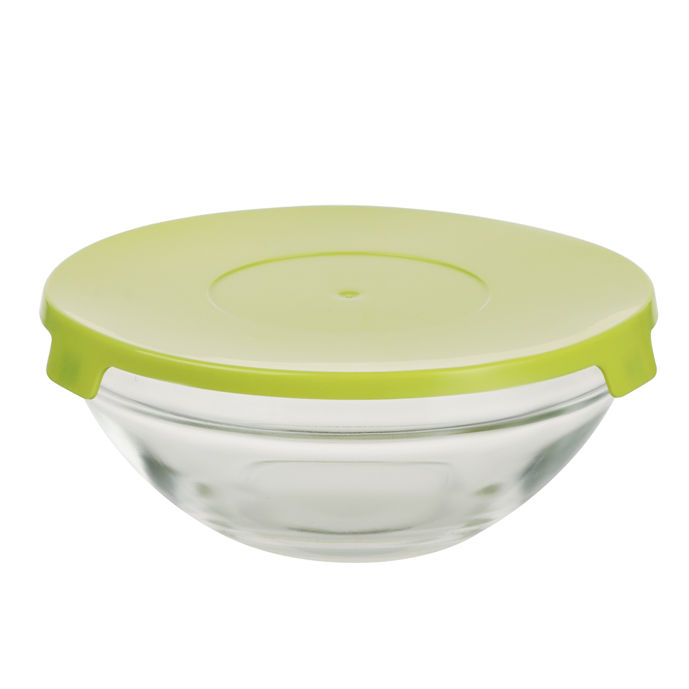 MILLIMI Набор салатников с крышкой 5 шт: 900/ 500/350/200/130 мл, стекло, пластик, оливковый, арт.№ 878-608