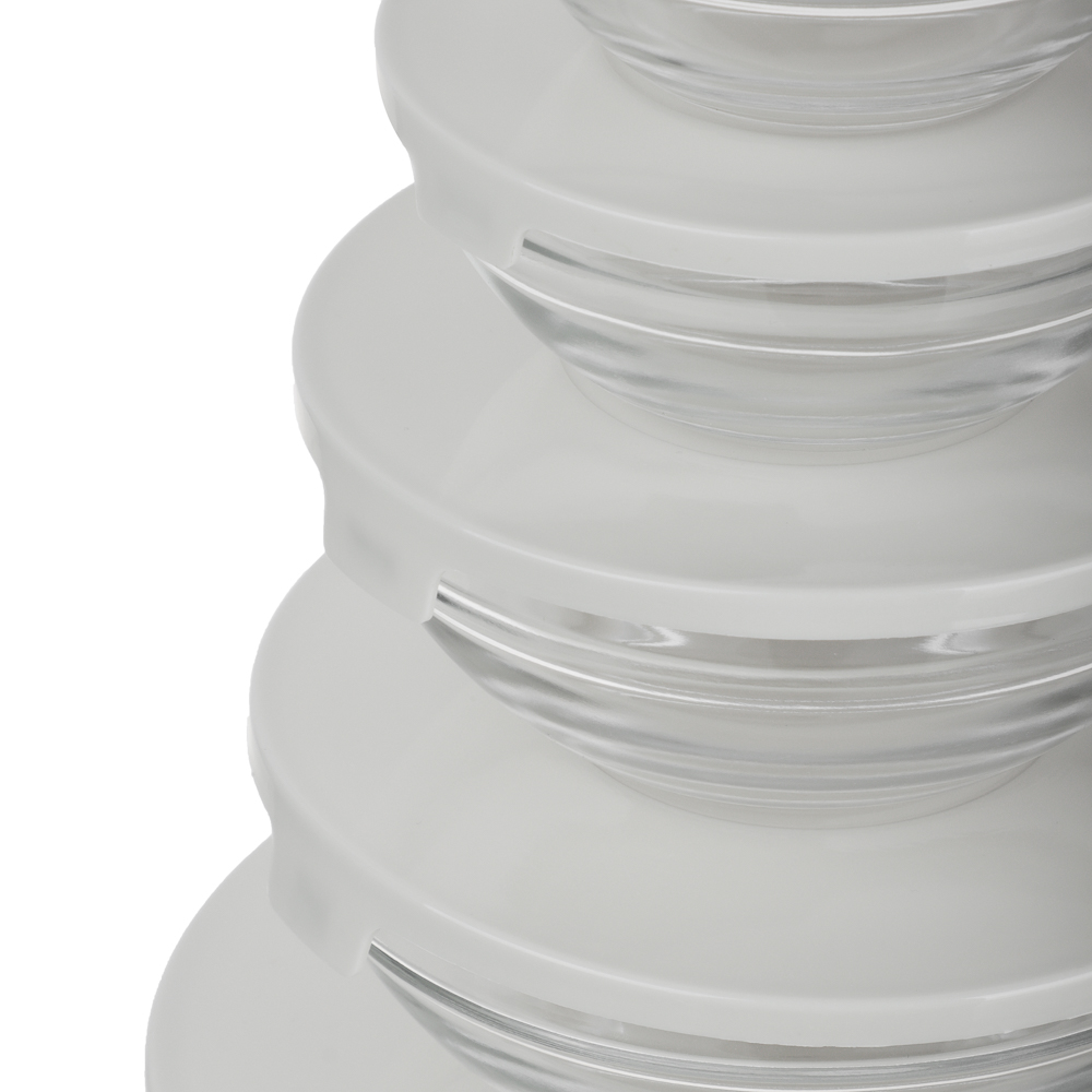 MILLIMI Набор салатников с крышкой 5 шт: 900/ 500/350/200/130 мл, стекло, пластик,  серый, арт.№ 878-609