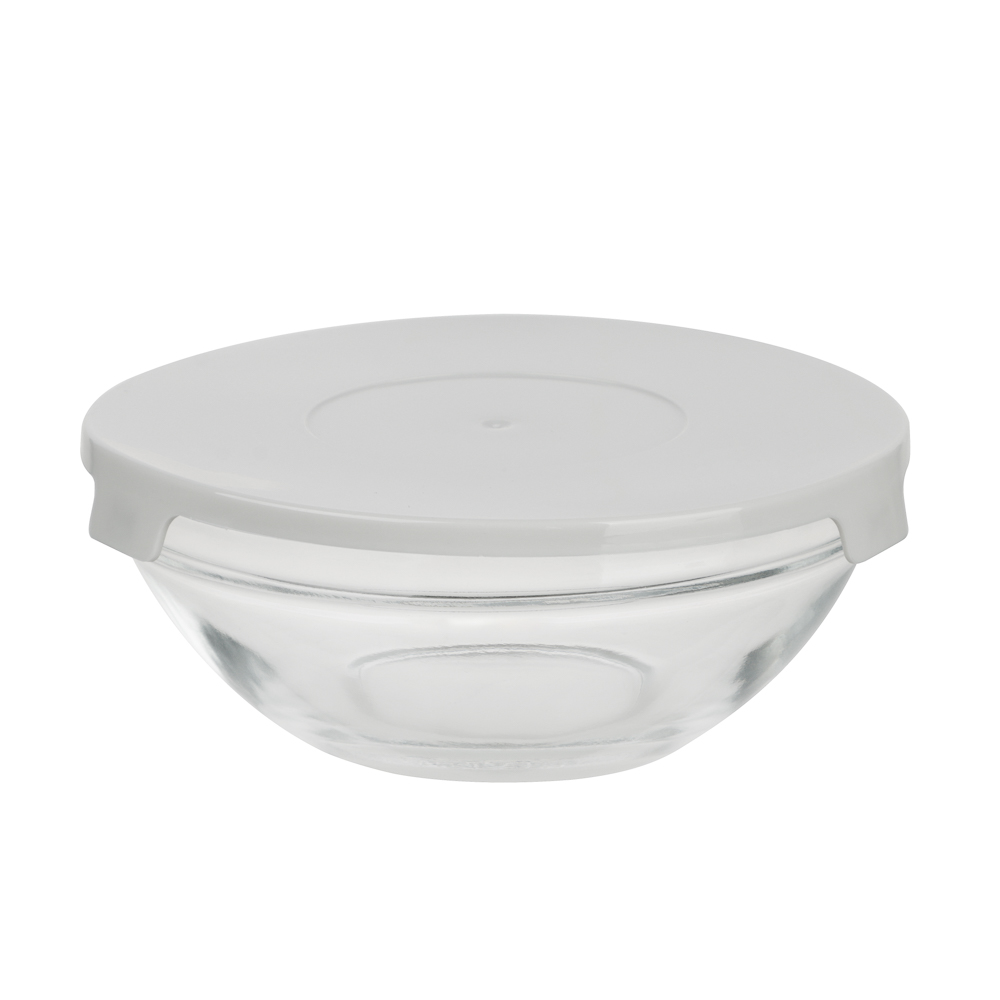 MILLIMI Набор салатников с крышкой 5 шт: 900/ 500/350/200/130 мл, стекло, пластик,  серый, арт.№ 878-609