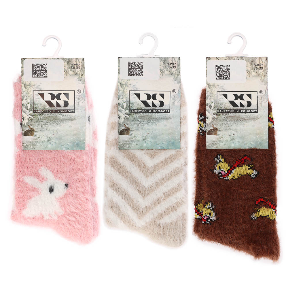 Носки женские классические с имитацией норки, тм RS, 96% п/э, 4% спандекс, р. 36-39, RSQ4, арт.№ 019-510
