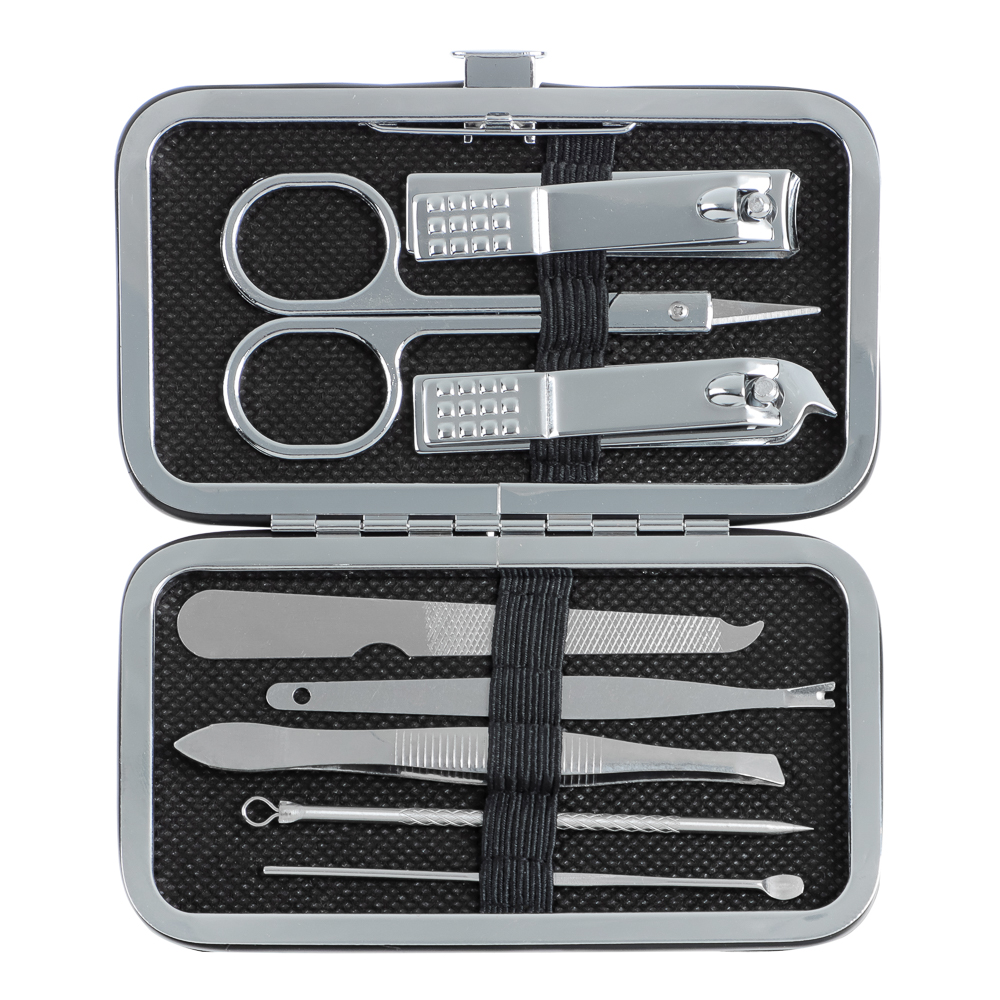 ЮНИLOOK Набор маникюрный 8 предметов, металл, 10,7х6см, черный, арт.№ 305-430