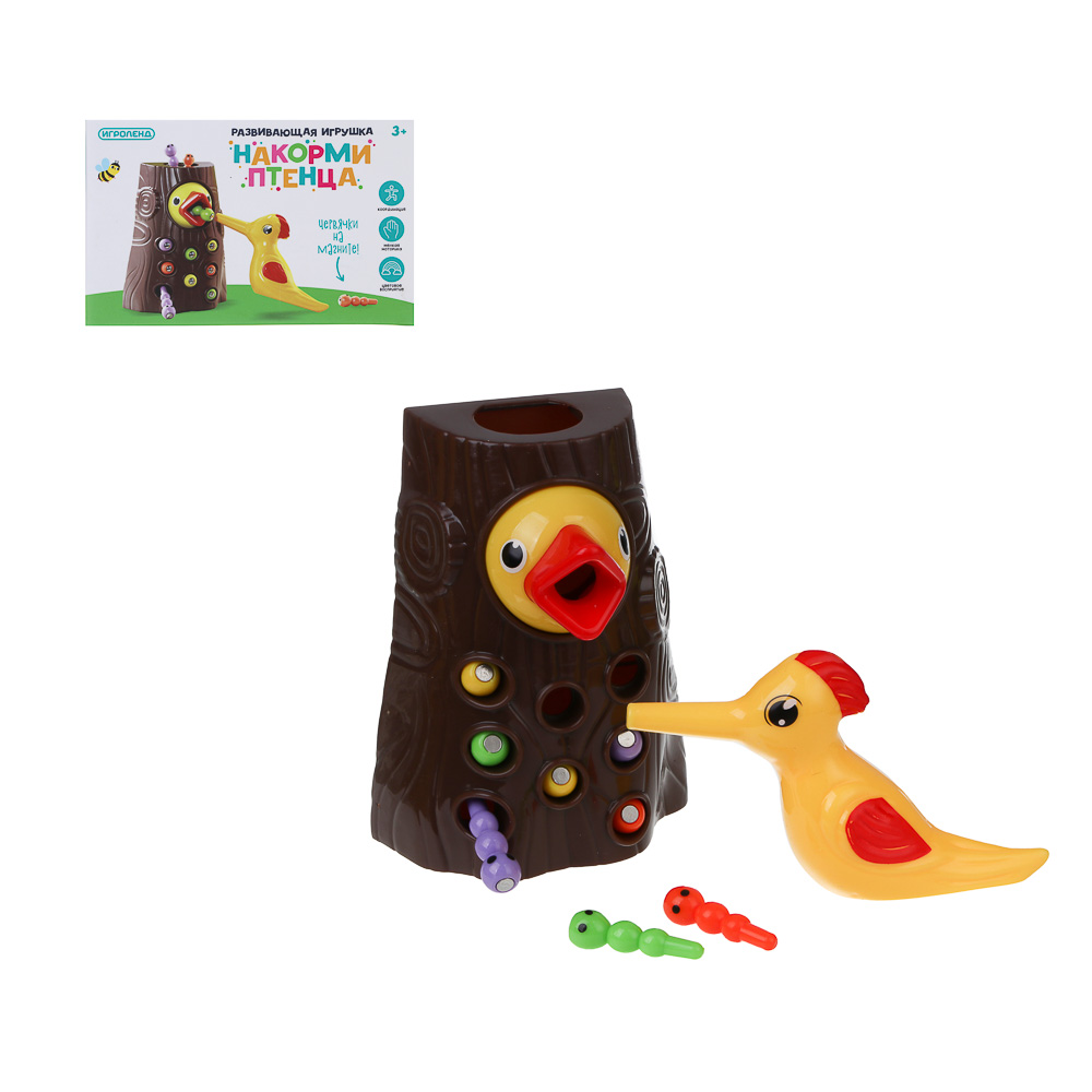 ИГРОЛЕНД Развивающая игрушка "Накорми птенца", PP, магнит, 13,4х10х10,5см, арт.№ 270-060