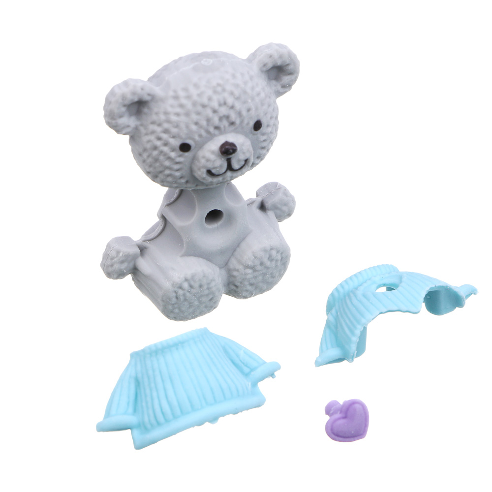 Ластик фигурный в форме медвежонка, 3,9х3х1,6см, ТПР, 3 дизайна, арт.№ 607-074