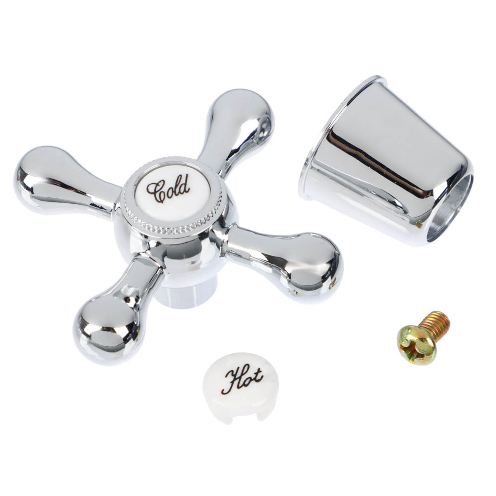 Ручка для смесителя, крест с колпачком, 20 шлиц, пластик, арт.№ 565-103