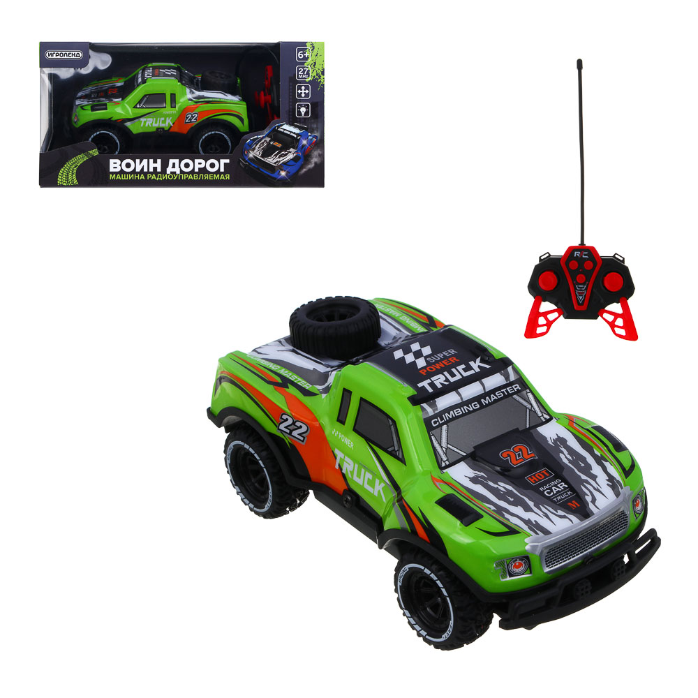 ИГРОЛЕНД Машина на РУ "Воин Дорог", 4-канальн.пульт, свет, 5хАА, PVC, ABS, TRP, 33х17х11см, 2 диз, арт.№ 293-225