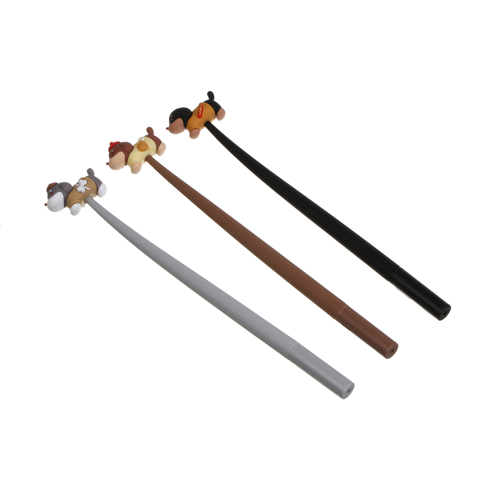 Ручка гелевая черная 0,5мм, гибкий корпус с фигуркой "Хот-Дог", 3 дизайна, шоу-бокс, арт.№ 591-355