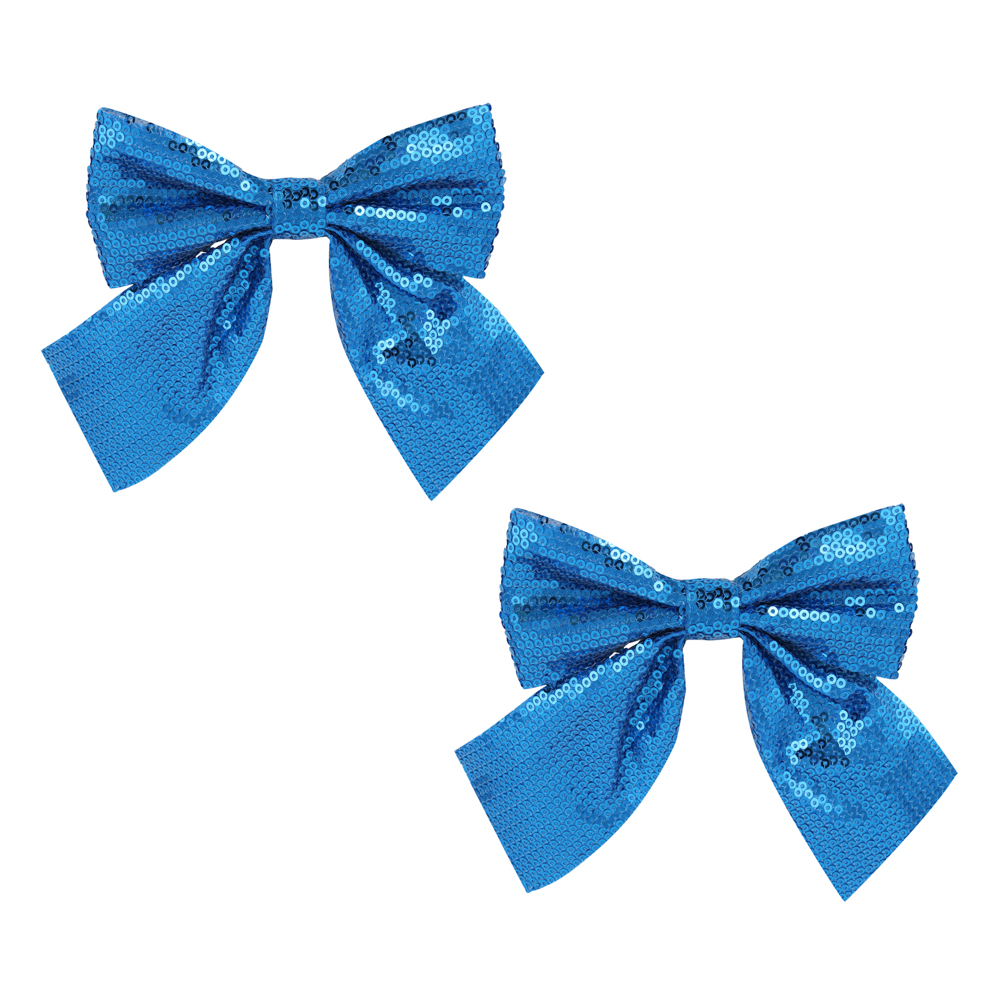СНОУ БУМ Набор бантов, 2 шт, 12x14 см, цвет синий, полиэстер, арт.№ 374-558