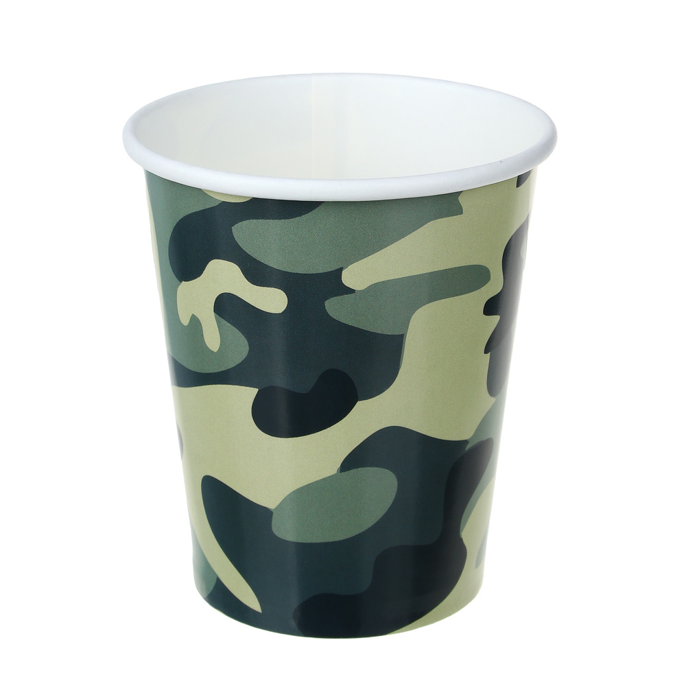 Набор бумажных стаканов 6шт, камуфляж, 250мл, Арт 23/23, арт.№ 530-343