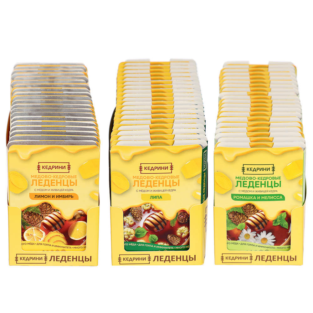 Леденцы кедровые с медом "Радоград", в ассортименте, блистер, 6 шт., арт.№ 015-009