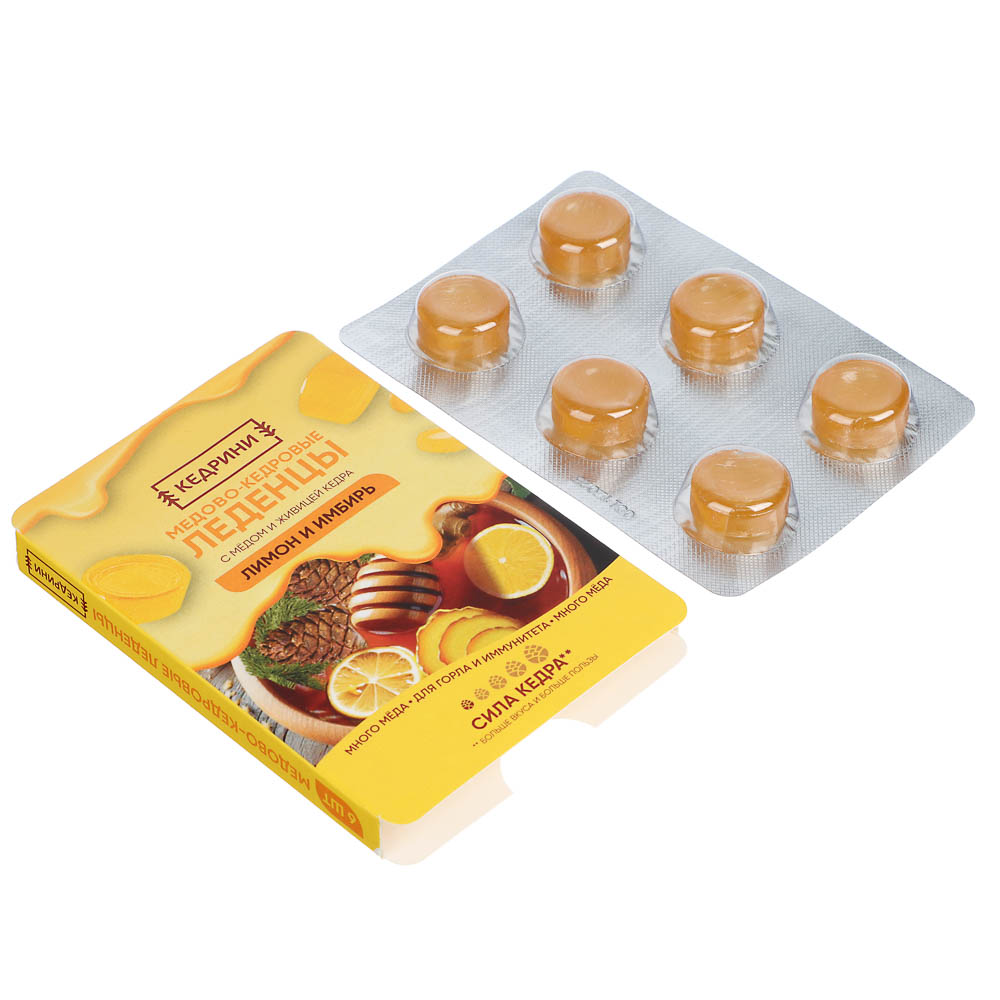 Леденцы кедровые с медом "Радоград", в ассортименте, блистер, 6 шт., арт.№ 015-009