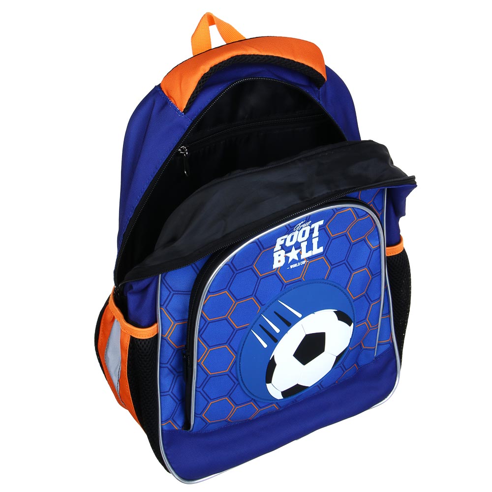 FLOMIK Рюкзак школьный 39х30х22см, "Футбол", 1 отд., 1 передний, 2 бок. карм., эрг.спинка, упл.лям., арт.№ 524-236
