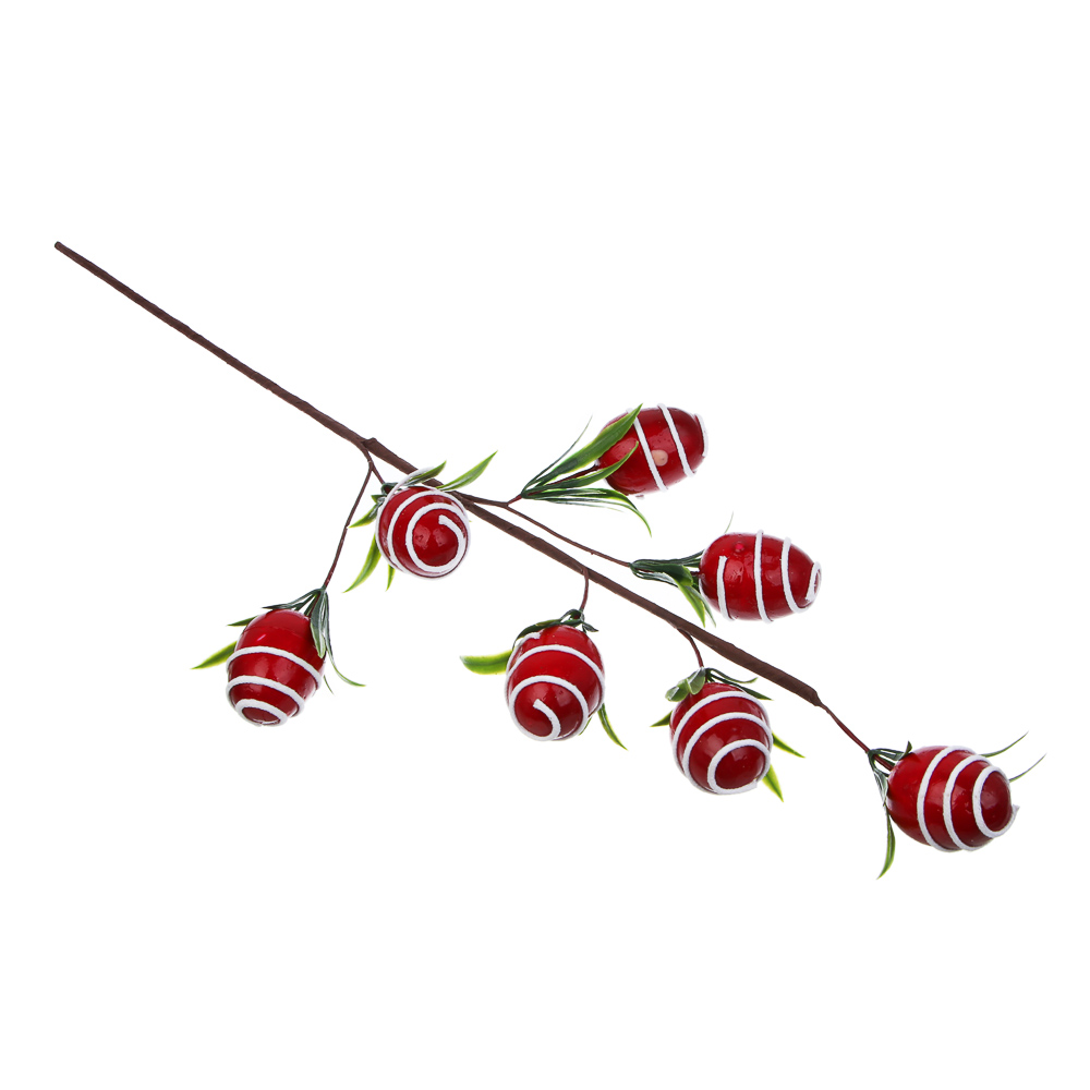 СНОУ БУМ Ветка с крупными красными ягодами 61 см, металл, пластик, арт.№ 353-502