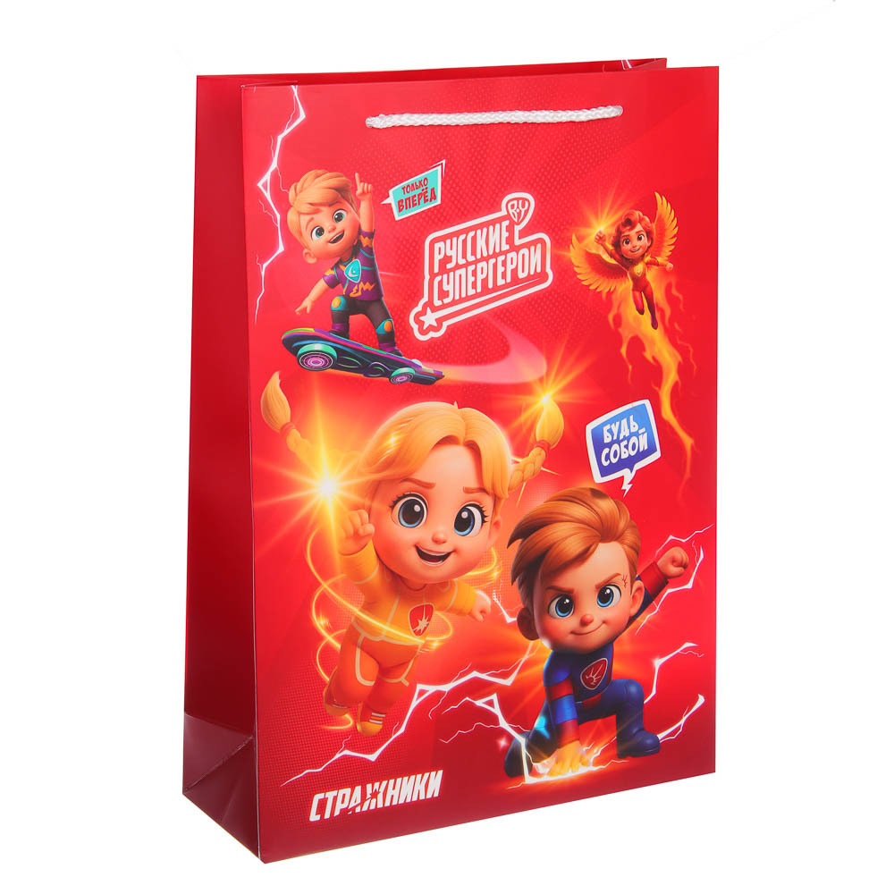 Пакет подарочный бумажный тм BY Русские Супергерои Стражники, 25x35x9 см, 6 +, арт.№ 507-522