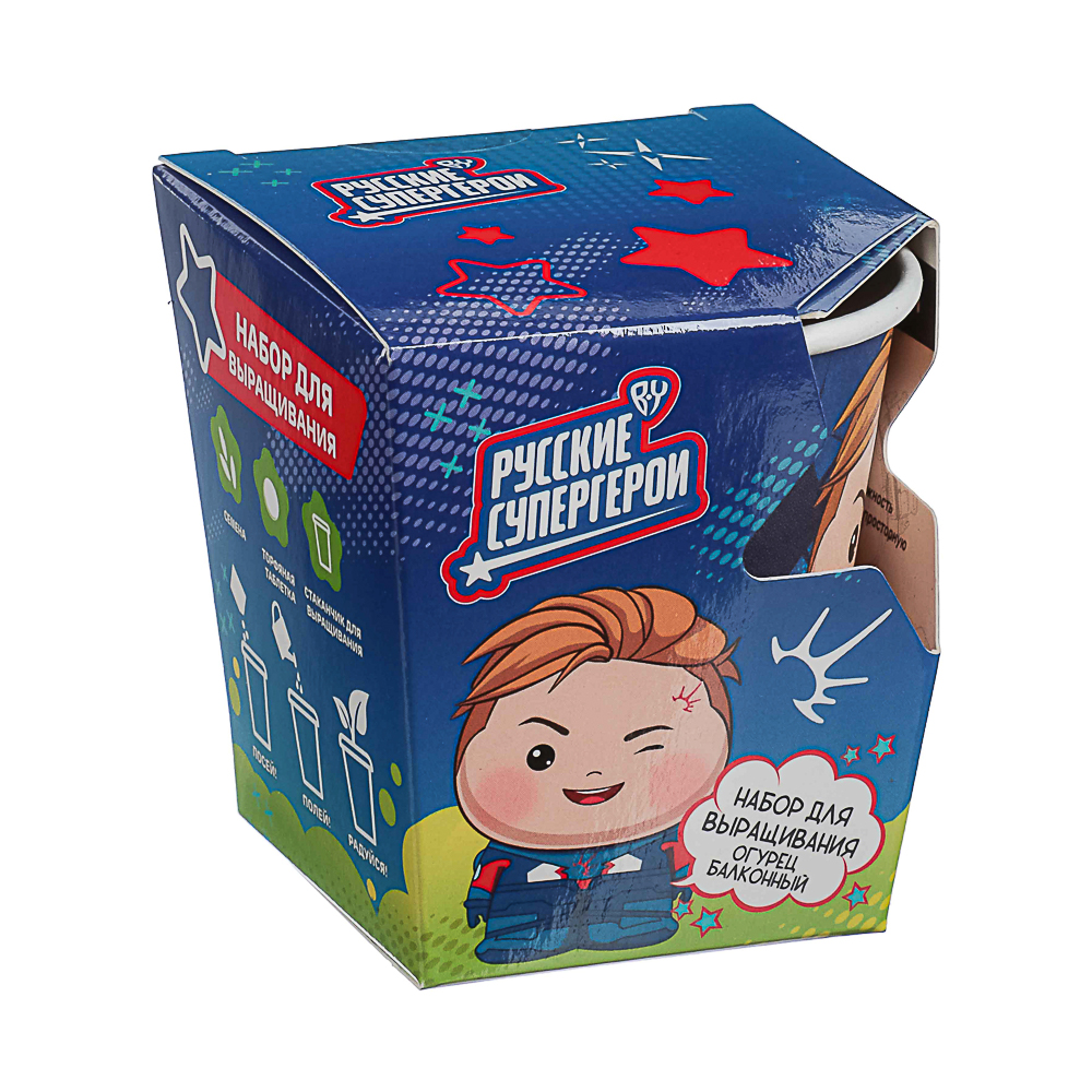 BY Русские Супергерои ПЕРЕСВЕТ Огурец балконный (стаканчик+торф табл+семена), арт.№ 179-597