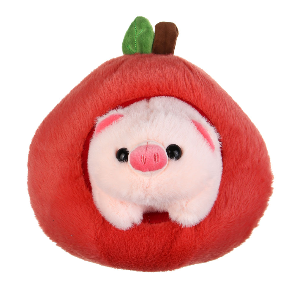 Игрушка мягкая "Свинка в яблоке", полиэстер, ИГРОЛЕНД, 3+, 1811-04, арт.№ 264-543