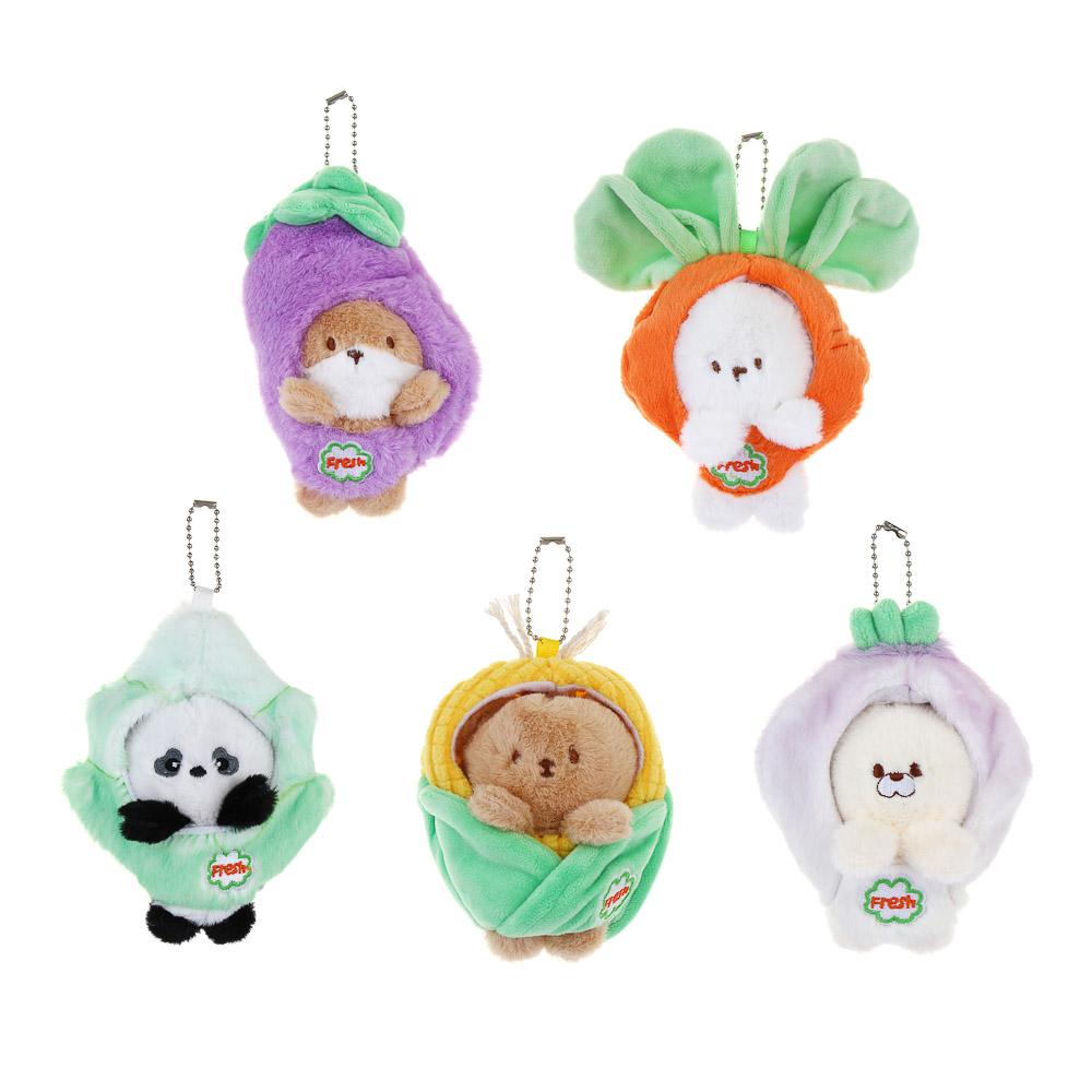 ИГРОЛЕНД Брелок мягкий "Зверёк и фрукт" с подвесом, 12 см, полиэстер, 6 видов, арт.№ 264-461
