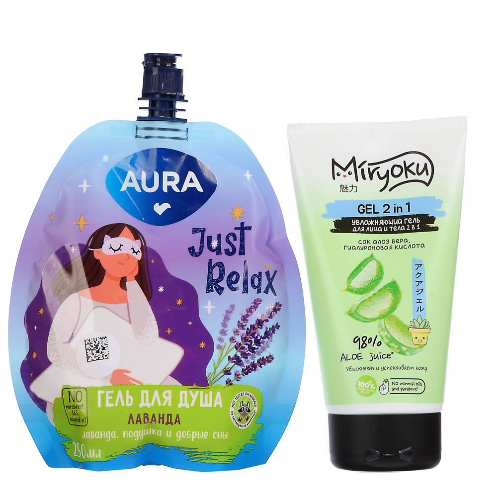 Подарочный набор женский AURA Гель д/душа, 250мл+MIRYOKU Увлажняющий гель д/лица и тела 2в1, 150мл, арт.№ 937-174